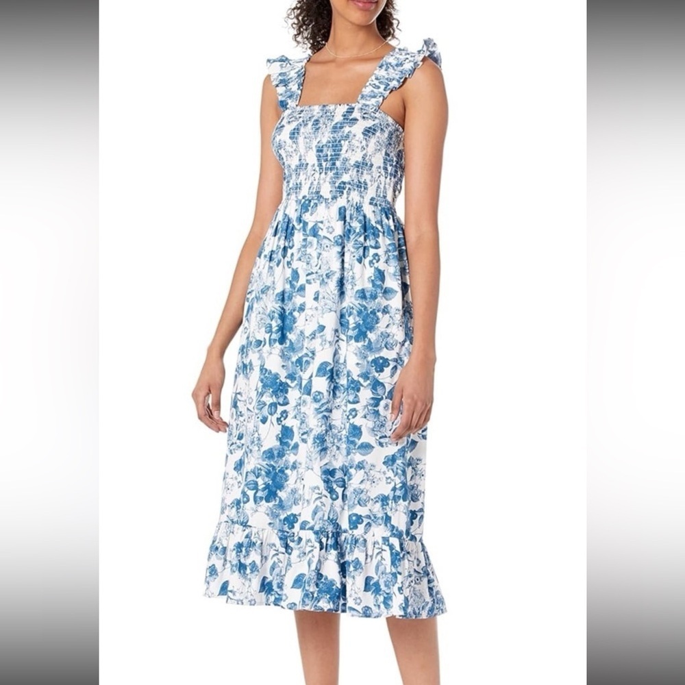 The Drop Women's Ruffled Shoulder
Dress | Smocked, Midi Sz Medium